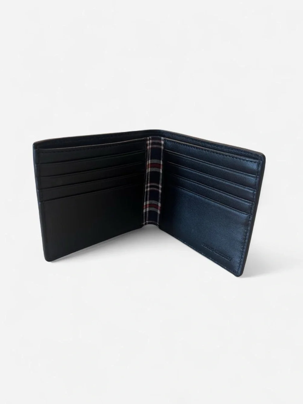 [New] Brooks Brothers Classic Black Leather Men's Bi-Fold Wallet